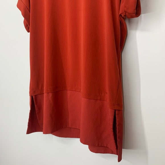 Calvin Klein Fall Red Orange Short Sleeve Crewneck Tunic Blouse Size Medium - Picture 5 of 15